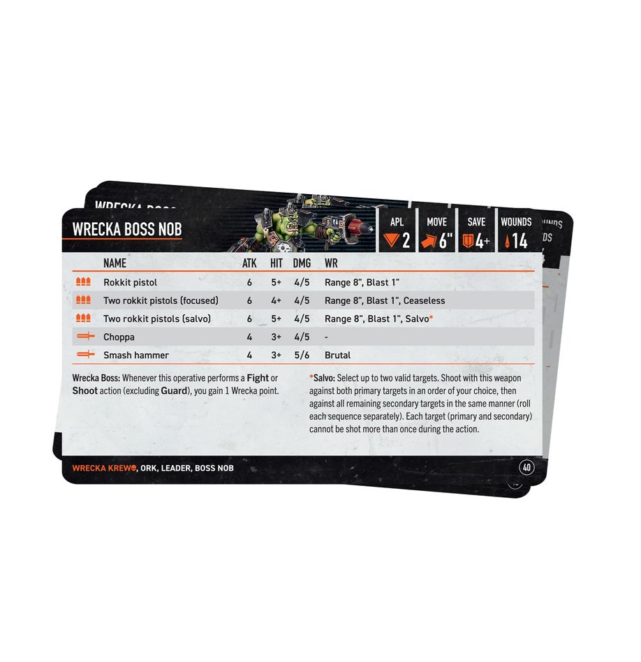 Warhammer 40K Kill Team: Wrecka Krew Datacards Miniatures Games Workshop