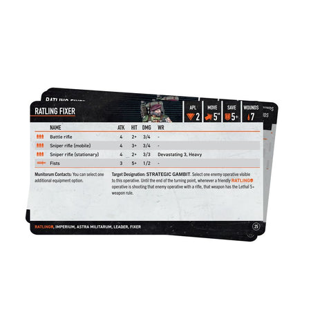 Warhammer 40K Kill Team: Ratlings Datacards Miniatures Games Workshop