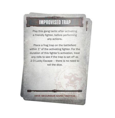 Necromunda Hive Secundus Gang Tactics Cards Miniatures Games Workshop   