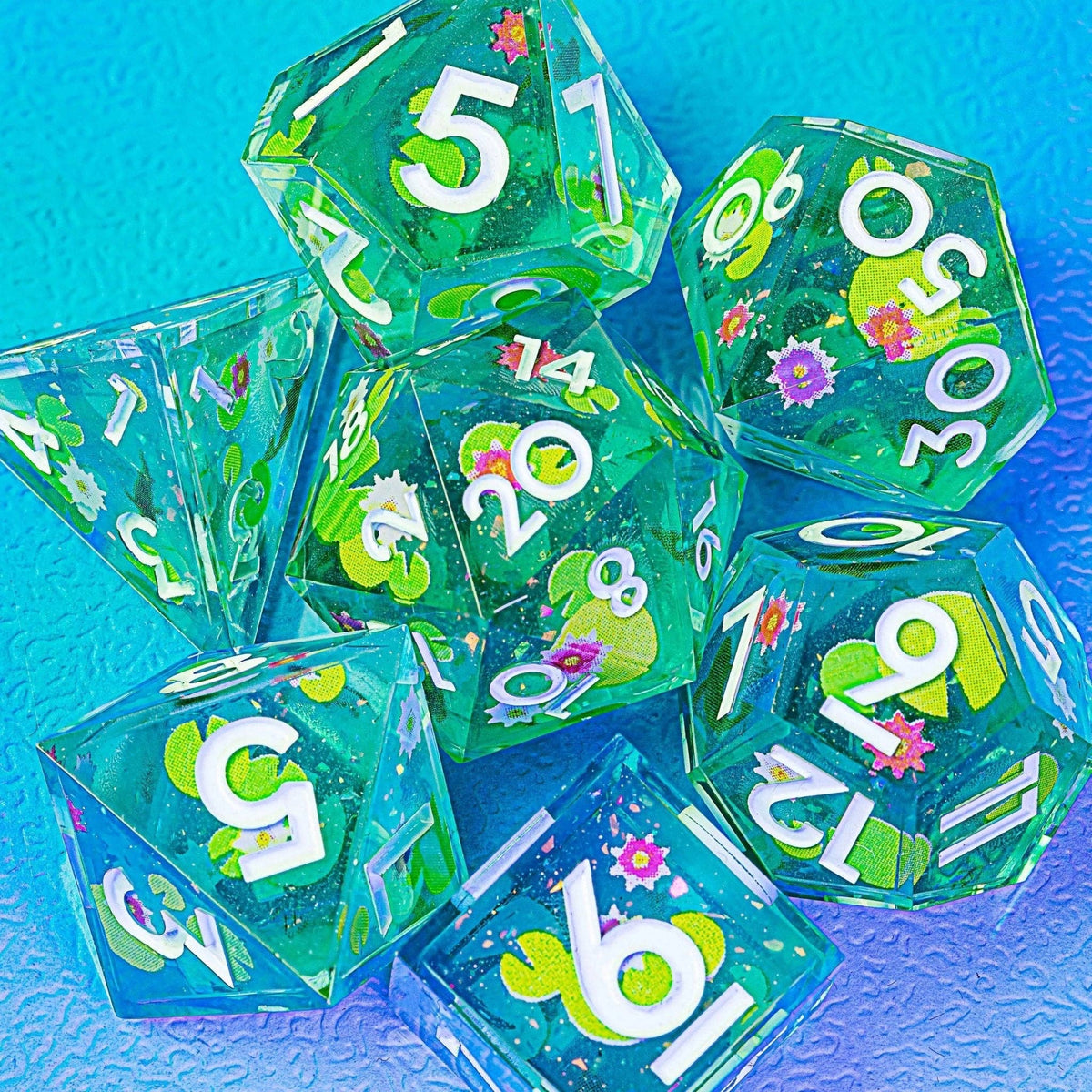 Koi Pond 7-Piece Sharp Edge Polyhedral Dice Set Dice Dispel Dice   