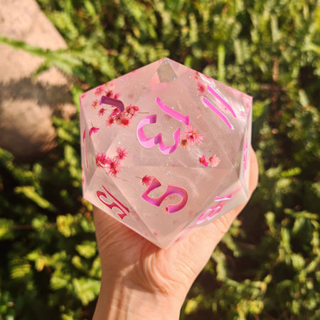 Captured Magic 100mm Chonk D20 - Sakura Cherry Blossom Dice Hymgho Premium Dice