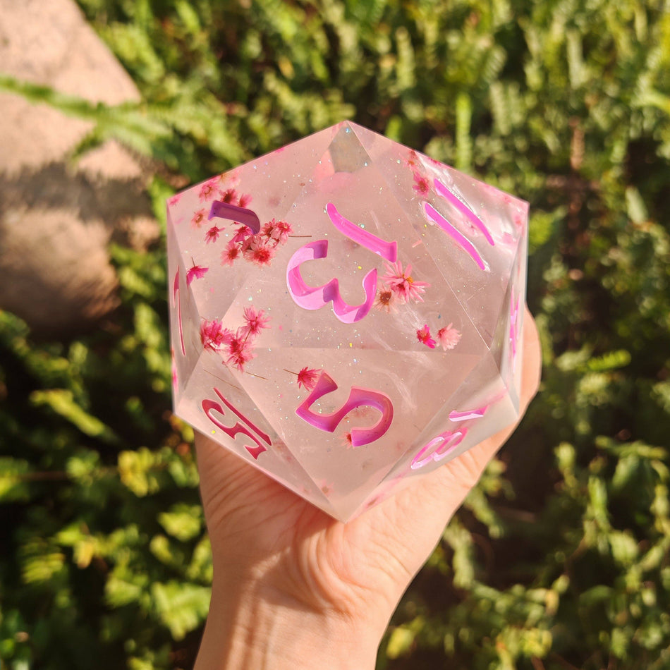 Captured Magic 100mm Chonk D20 - Sakura Cherry Blossom Dice Hymgho Premium Dice