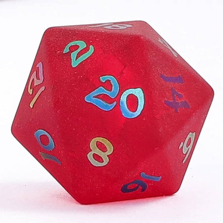 Blasted Frosted Glass Dice Set - Red Dice Hymgho Premium Dice