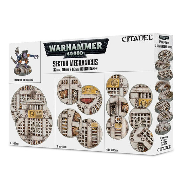 Warhammer 40K Sector Mechanicus 32mm, 40mm, & 65mm Round Bases Miniatures Games Workshop   