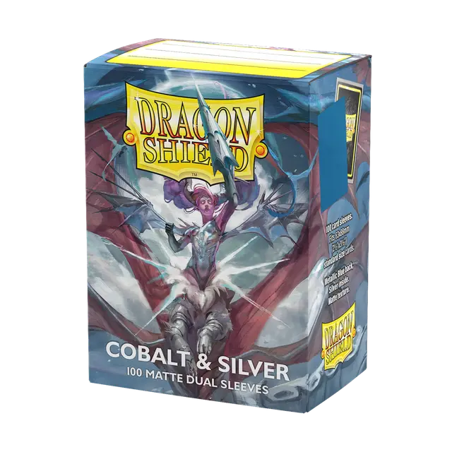 Dragon Shield 100ct Matte Dual Sleeves: Cobalt & Silver (Blue Silver) Supplies Arcane Tinmen