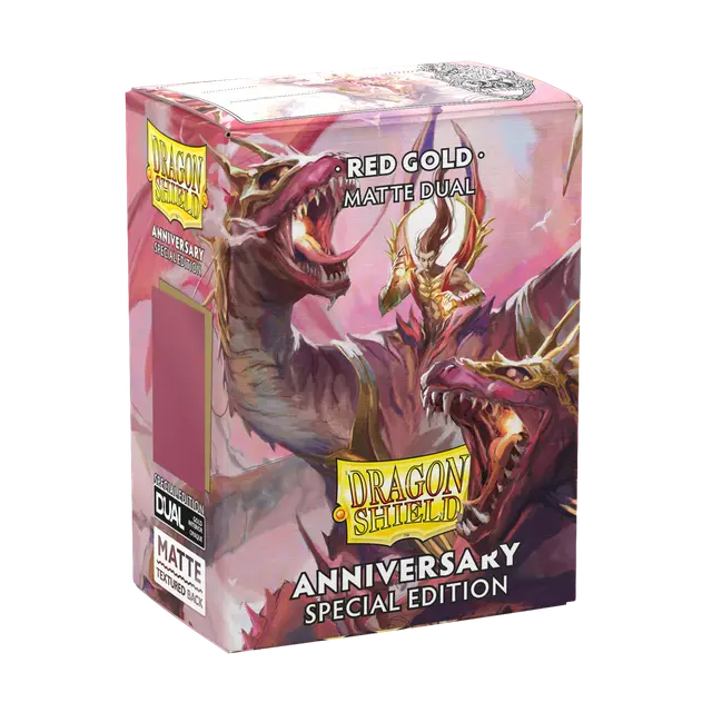 Dragon Shield 100ct Matte Dual Sleeves: Pomegranate & Gold (Red Gold) Supplies Arcane Tinmen