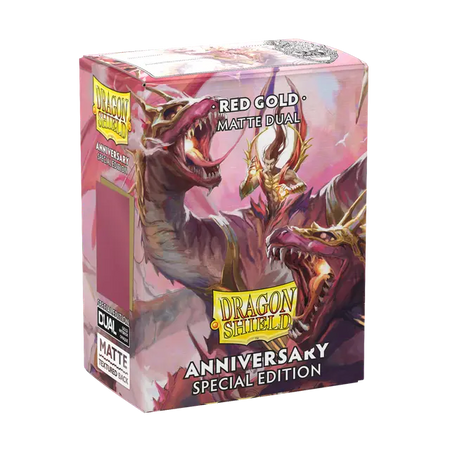 Dragon Shield 100ct Matte Dual Sleeves: Pomegranate & Gold (Red Gold) Supplies Arcane Tinmen