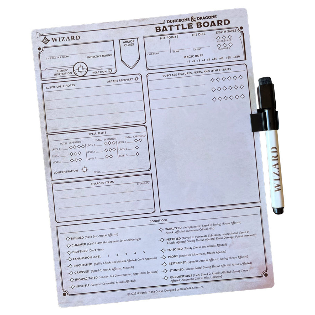 D&D 5E: Dry-Erase Battle Boards Role Playing Games Beadle & Grimm's D&D Battle Board - Rogue