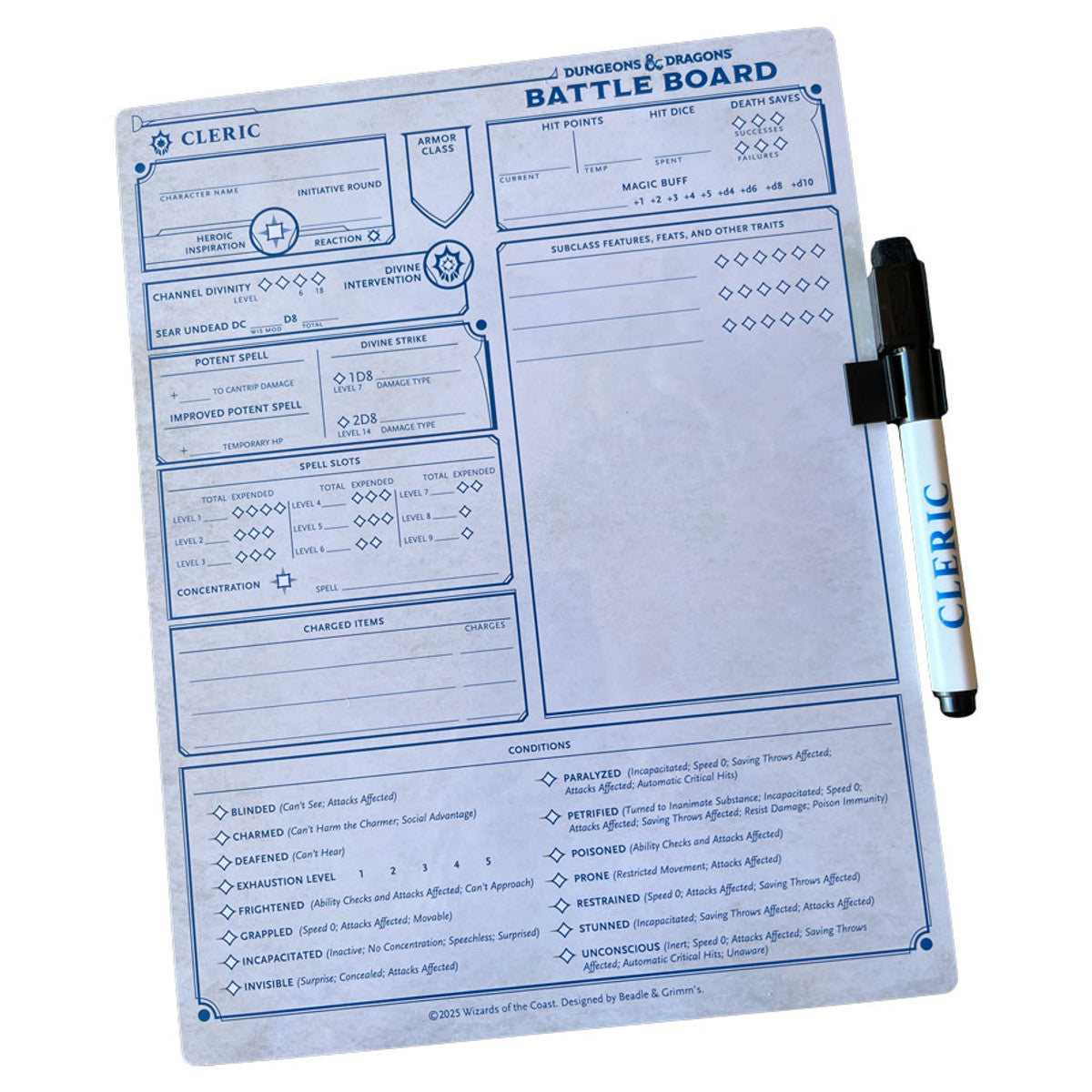 D&D 5E: Dry-Erase Battle Boards Role Playing Games Beadle & Grimm's D&D Battle Board - Cleric
