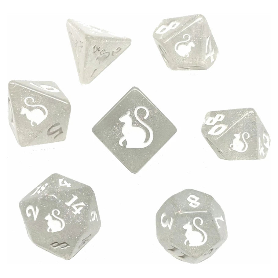 7-Set: Kitty Clacks: Snowball Dice Black Oak Workshop 7-Set: Kitty Clacks: Snowball
