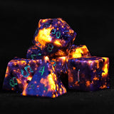 Dragon's Hoard Gem Stone Polyhedral Dice Set - Yooperlite UV Light Reactive Dice Hymgho