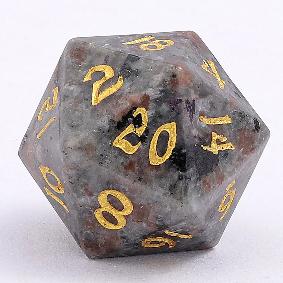 Dragon's Hoard Gem Stone Polyhedral Dice Set - Yooperlite UV Light Reactive Dice Hymgho