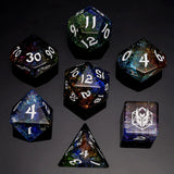 Dragon's Hoard Gem Stone Polyhedral Dice Set - Blasted Glass Prismatic Dice Hymgho