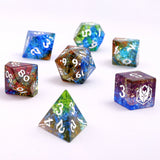 Dragon's Hoard Gem Stone Polyhedral Dice Set - Blasted Glass Prismatic Dice Hymgho