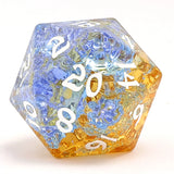 Dragon's Hoard Gem Stone Polyhedral Dice Set - Blasted Glass Blue & Yellow Dice Hymgho