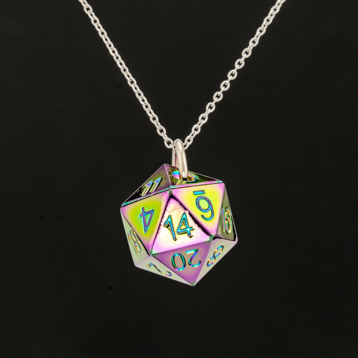 Metal d20 Necklace - Rainbow Clothing & Accessories Hymgho