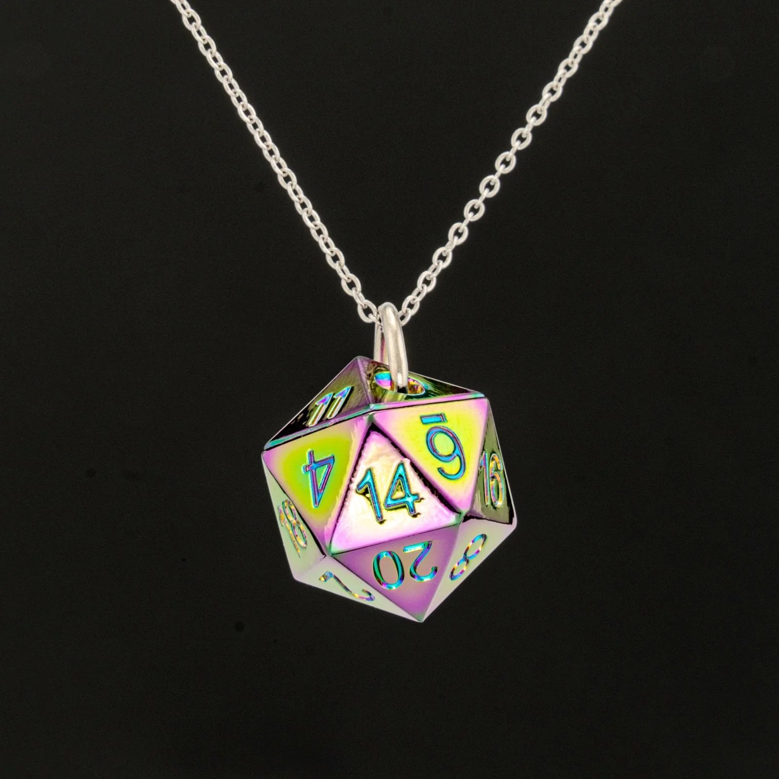 Metal d20 Necklace - Rainbow Clothing & Accessories Hymgho
