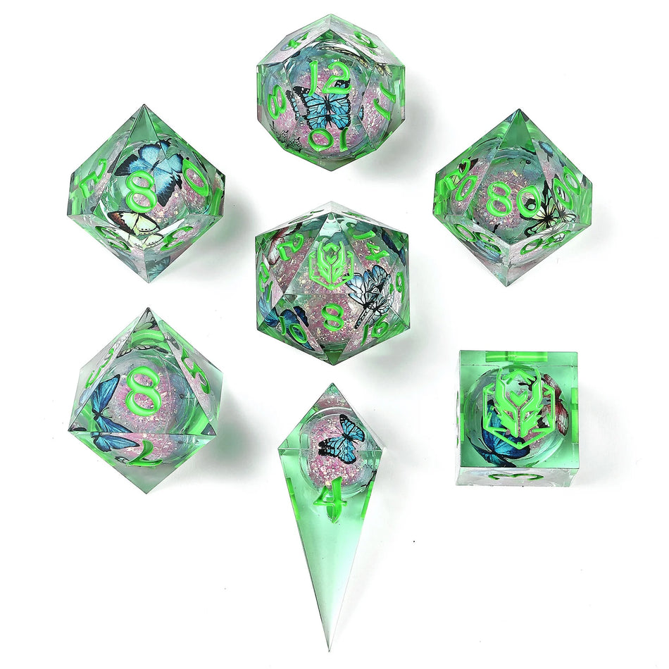 Captured Magic Sharp Edge Liquid Core Dice Set - Dream Wing Dice Hymgho