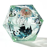 Captured Magic Hand Sanded Sharp Edge Resin - Liquid Core Dice Set - Butterfly Kaleidescope Dice Hymgho