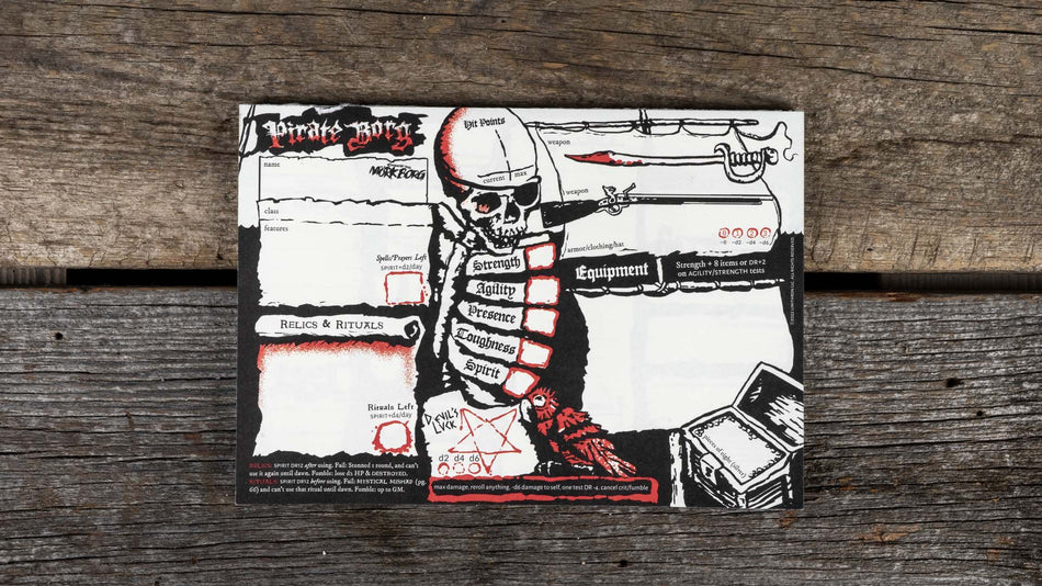 PIRATE BORG: Character Sheet Pad Role Playing Games Limithron PIRATE BORG: Character Sheet Pad