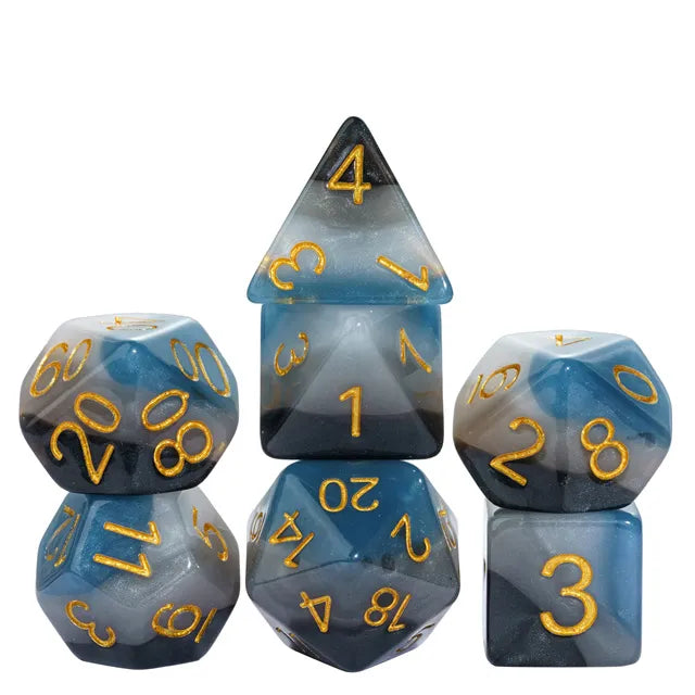 Denim Swirls RPG Dice Set Dice Foam Brain Games