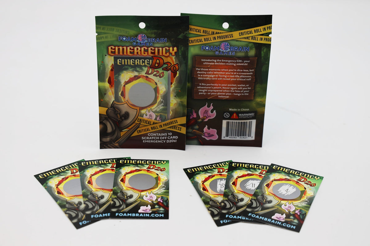 Emergency D20 Scratch Off Card (Includes 10 Cards) Dice Foam Brain Games   
