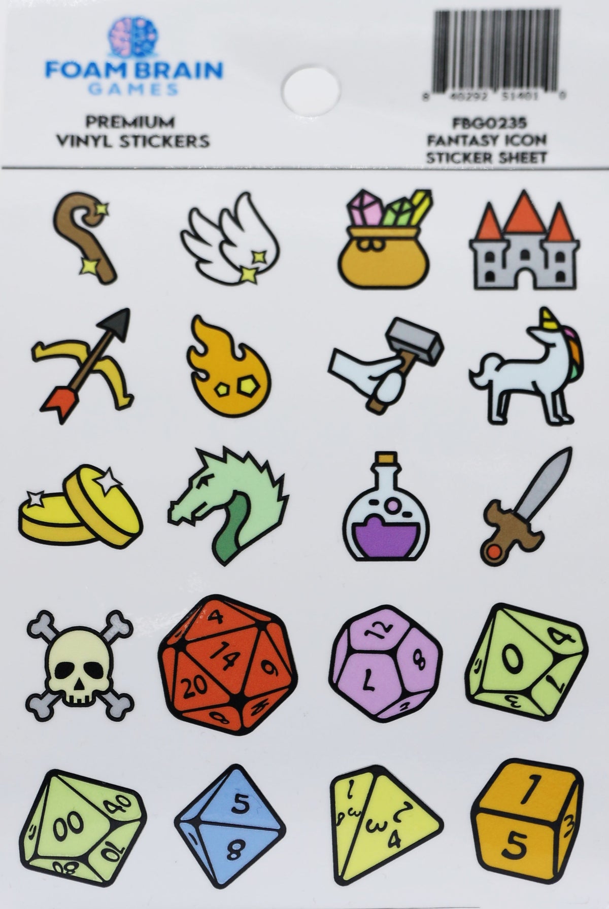 Fantasy Icon Sticker Sheet Clothing & Accessories Foam Brain Games   
