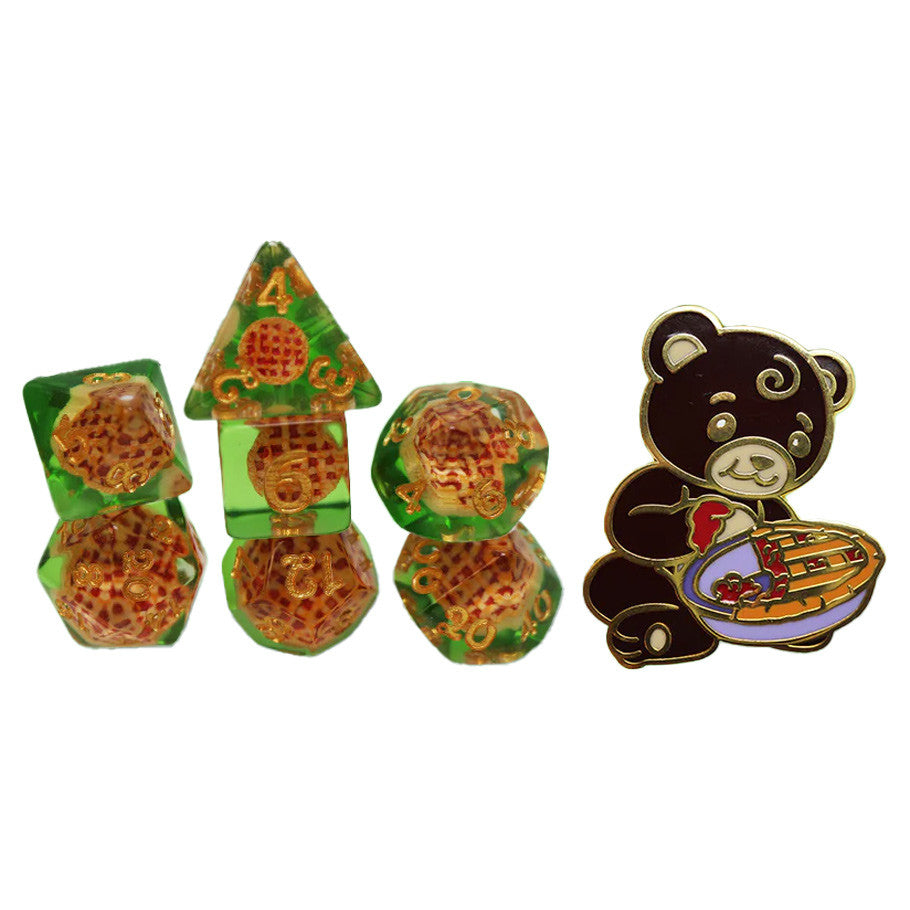 Pastry Pets: Cherry Pie Bear Cub: Pin & 7-Set Supplies Foam Brain Games Cherry Pie Bear Cub Dice/Pin Set