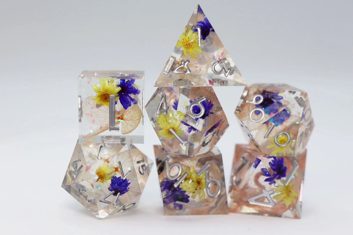 Sharp Edge Resin RPG Dice Set - Wildflower Meadow Dice Foam Brain Games   