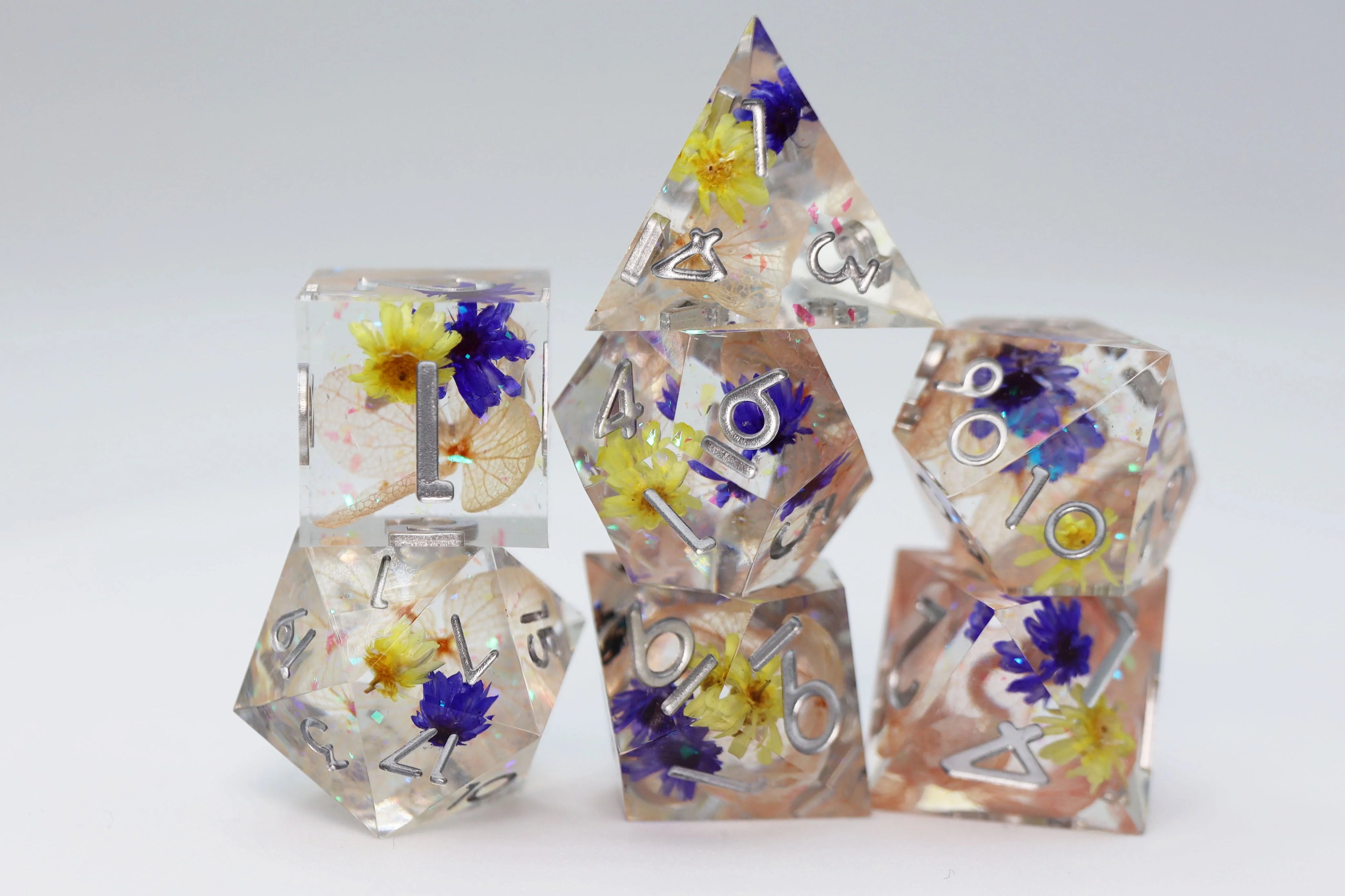 Sharp Edge Resin RPG Dice Set - Wildflower Meadow Dice Foam Brain Games   