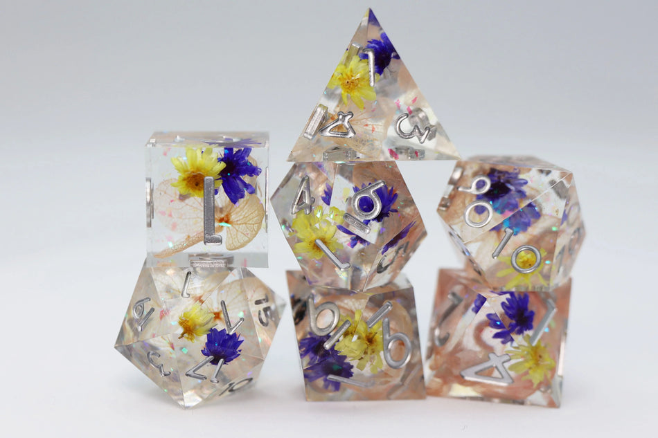 Sharp Edge Resin RPG Dice Set - Wildflower Meadow Dice Foam Brain Games   