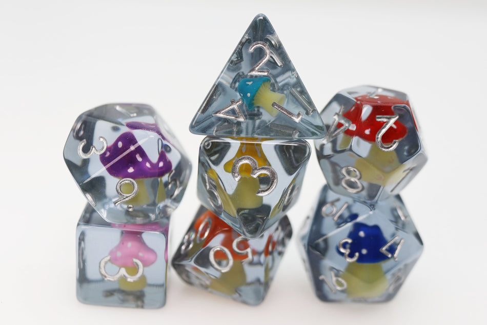 Whimsical Mushrooms RPG Dice Set Dice Foam Brain Games