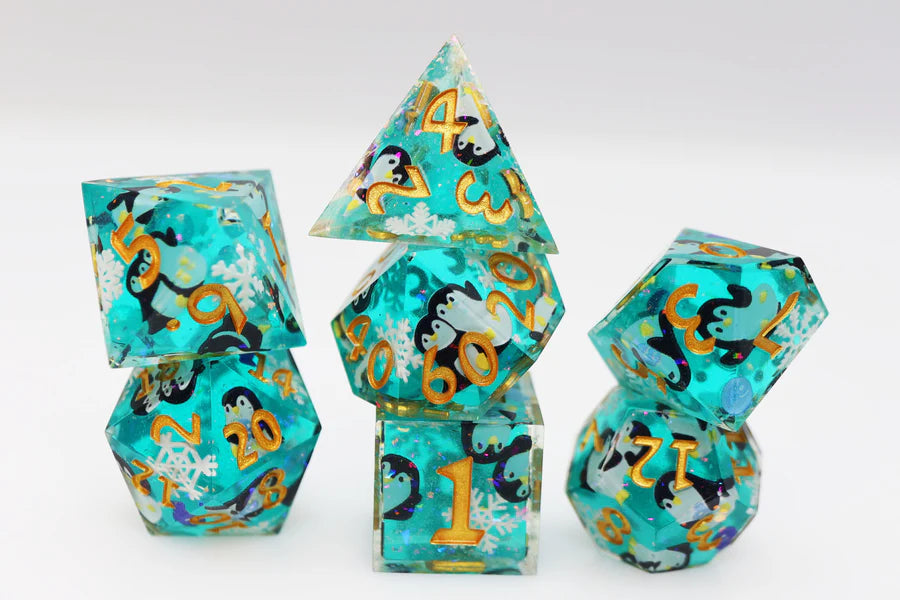 Playful Penguins: Sharp Edge Decal RPG Dice Set Dice Foam Brain Games Playful Penguins Sharp Edge