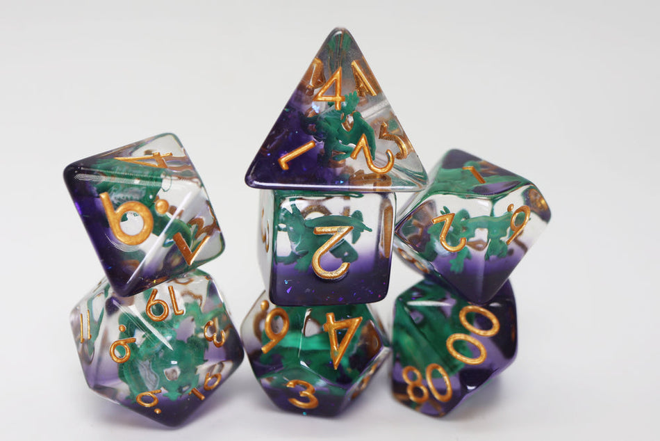 Young Green Dragon RPG Dice Set