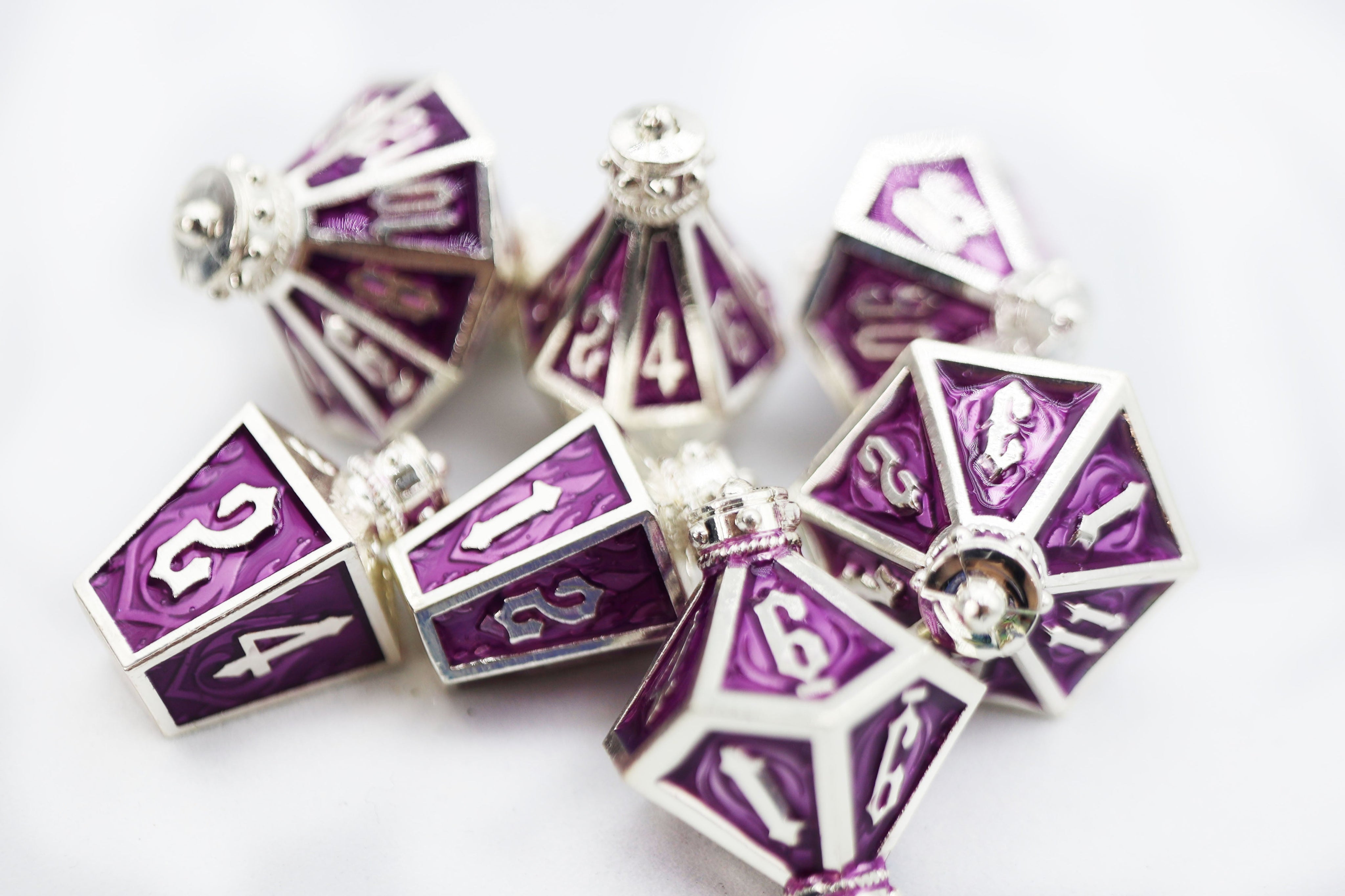 Moonlit Lantern: Silvered Voidfire - Metal RPG Dice Set Dice Foam Brain Games   