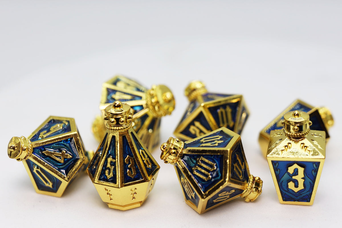 Moonlit Lantern: Golden Pureflame - Metal RPG Dice Set Dice Foam Brain Games   