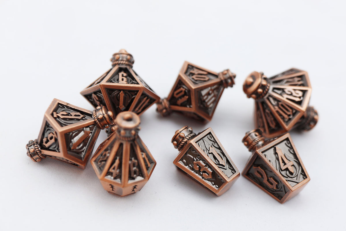 Moonlit Lantern: Coppered Flames - Metal RPG Dice Set Dice Foam Brain Games