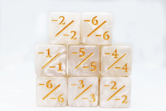 Pearl White -1/-1 Counters Set of 8 Dice Foam Brain Games