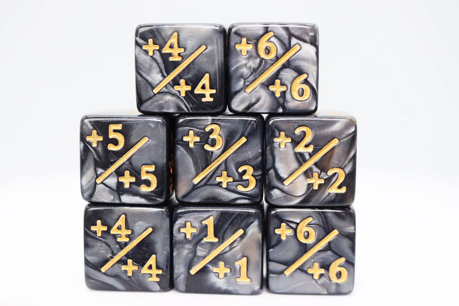 Pearl Black +1/+1 Counters Set of 8 Dice Foam Brain Games