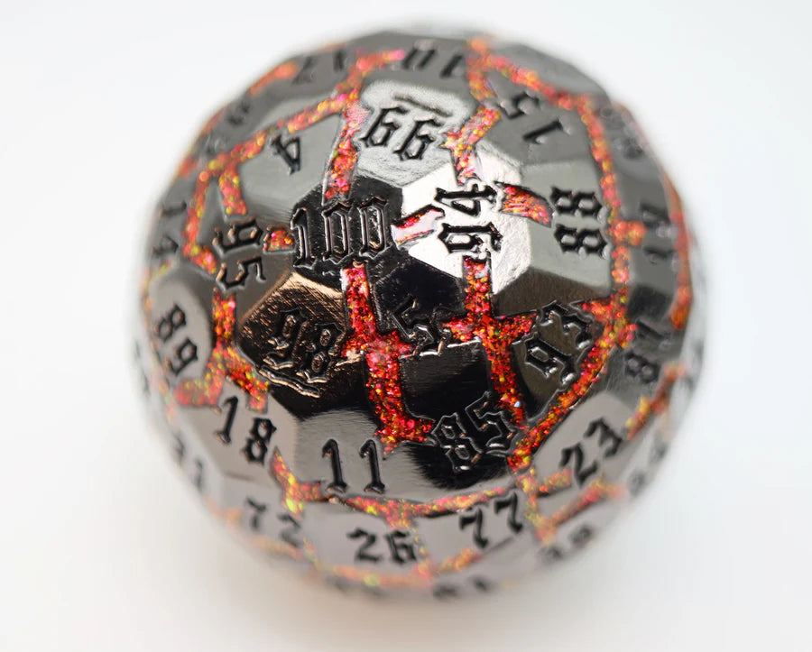 50mm Metal D100 (4 options) Dice Foam Brain Games Lava Pool