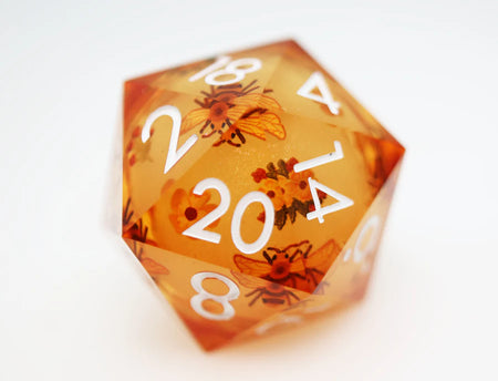 35mm Sharp Edge Liquid Core D20 (5 options) Dice Foam Brain Games Orange Blossoms