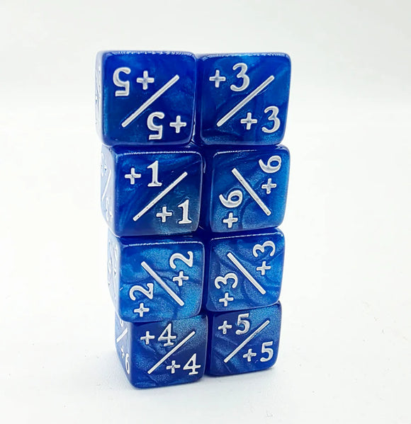 Pearl Blue +1/+1 Counters Set of 8 Dice Foam Brain Games