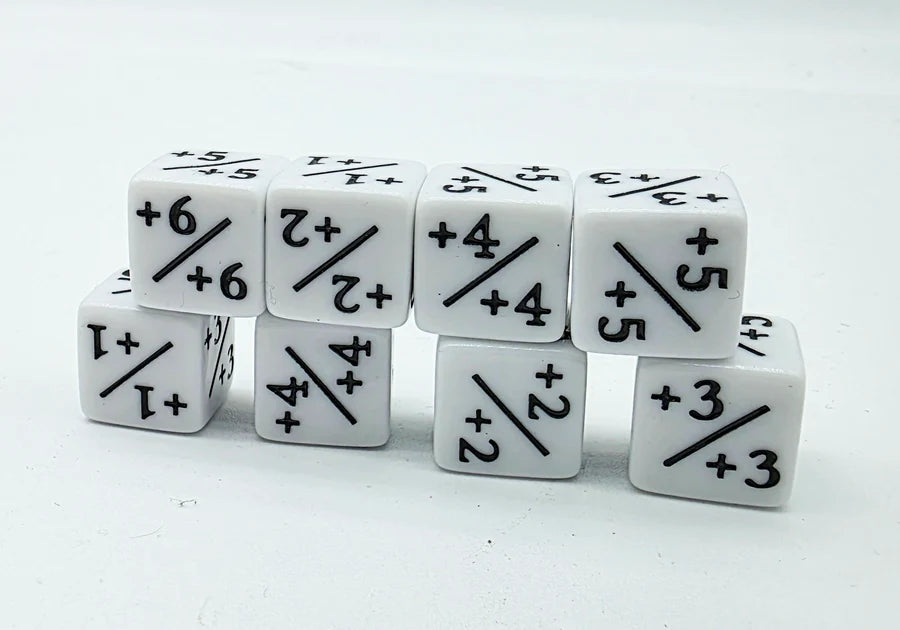 White +1/+1 Counters Set of 8 Dice Foam Brain Games