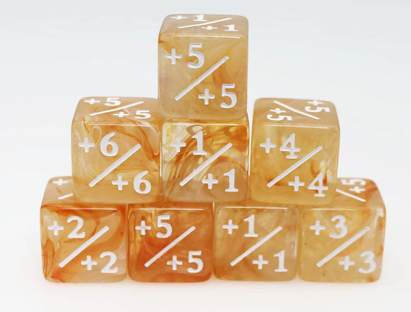Orange & White +1/+1 Counters Set of 8 (Copy) (Copy) Dice Foam Brain Games