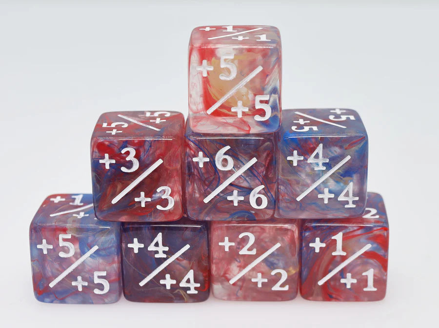 Primary Colored Marble +1/+1 Counters Set of 8 Dice Foam Brain Games