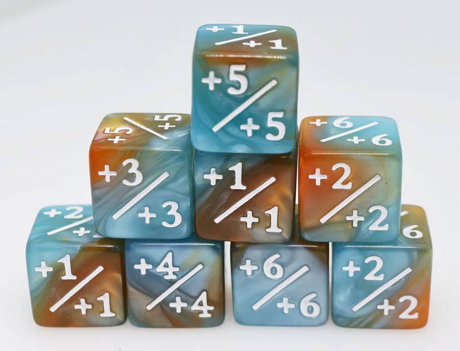 Blue & Gold +1/+1 Counters Set of 8 Dice Foam Brain Games