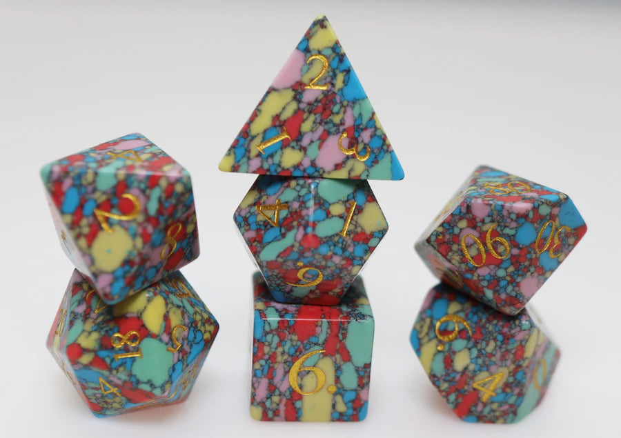 Textured Turquoise Pop Art - Engraved with Gold Dice Foam Brain Games