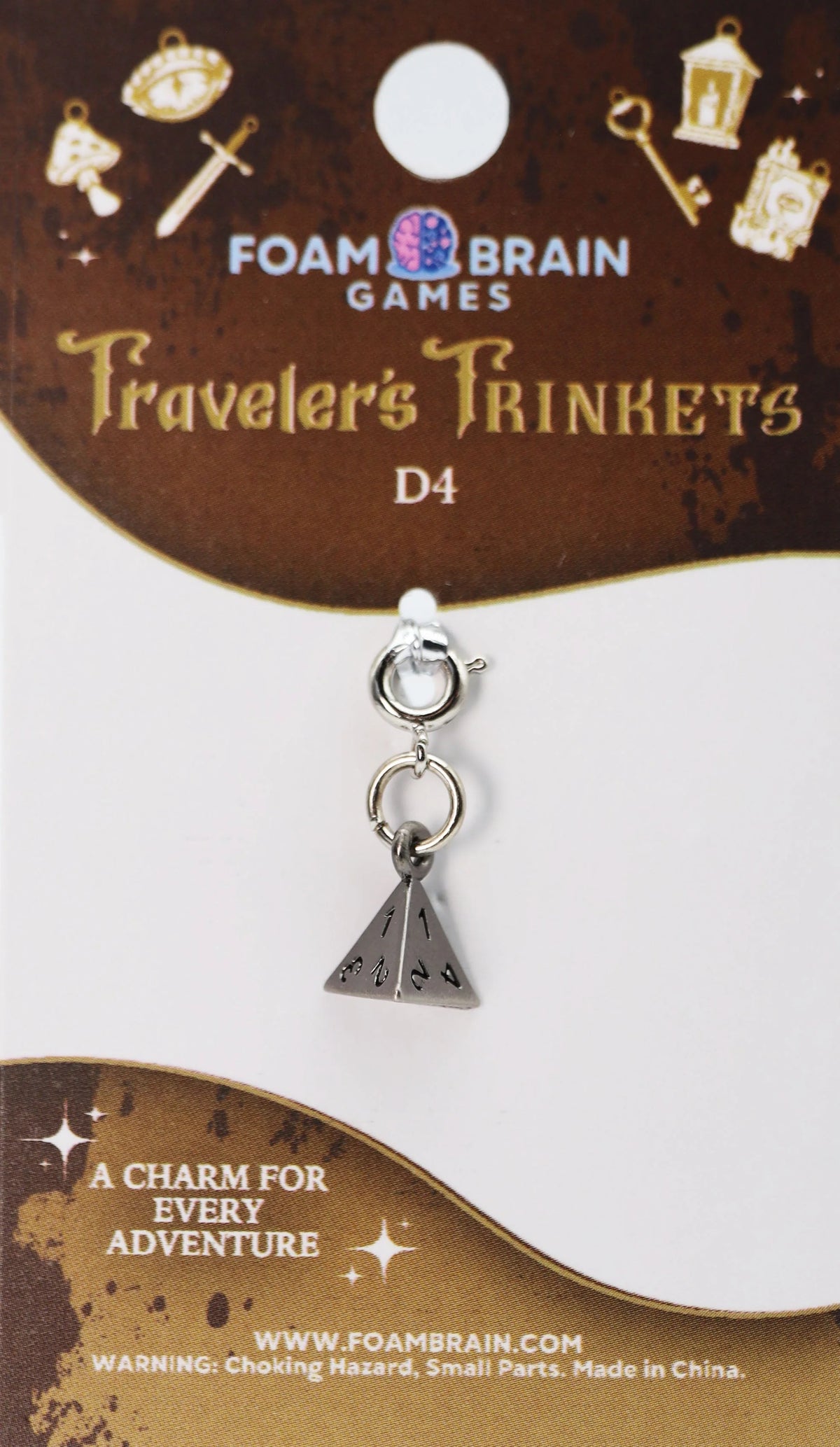 Traveler's Trinkets Charms Group 4 (27 options) Clothing & Accessories Foam Brain Games D4 Charm  