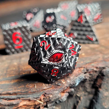 Dragon's Gaze Gunmetal Metal RPG Dice Set Dice Forged Dice Co