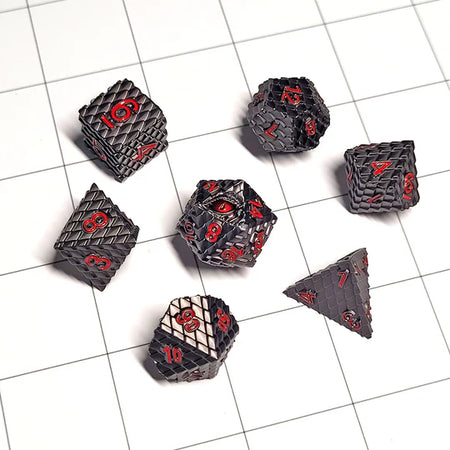 Dragon's Gaze Gunmetal Metal RPG Dice Set Dice Forged Dice Co Dragon's Gaze Gunmetal Metal RPG Dice Set